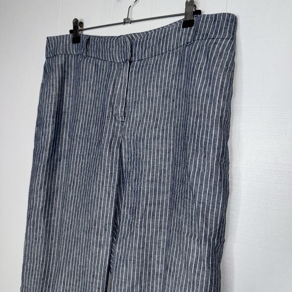 Chico’s Women’s 100% Linen Striped Crop Pants Blue Size 1.5 US 10 - Picture 3 of 4
